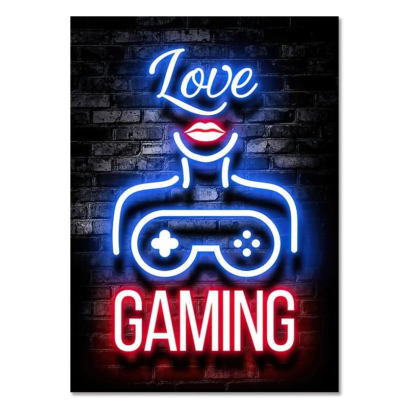 Gaming Room Decoration Poster Wall Art Video Game Canvas Painting Playroom Decor Picture for Gamer Boy Bedroom Prints Decor (11) LOVE GAMING - Gaming Room Poster Wall Art