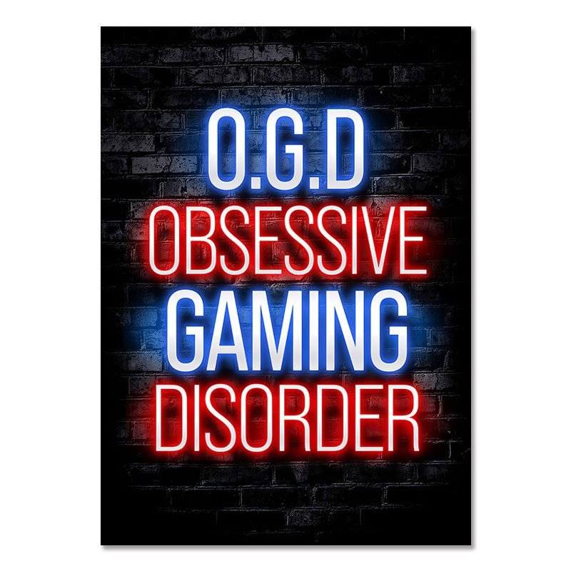 Gaming Room Decoration Poster Wall Art Video Game Canvas Painting Playroom Decor Picture for Gamer Boy Bedroom Prints Decor (18) O.G.D OBSESSIVE GAMING DISORDER - Gaming Room Poster Wall Art