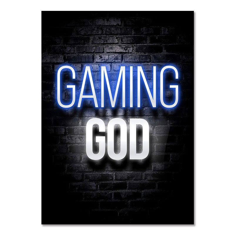 Gaming Room Decoration Poster Wall Art Video Game Canvas Painting Playroom Decor Picture for Gamer Boy Bedroom Prints Decor (36) GAMING GOD - Gaming Room Poster Wall Art