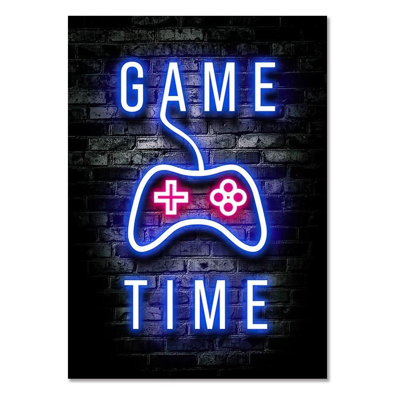 Gaming Room Decoration Poster Wall Art Video Game Canvas Painting Playroom Decor Picture for Gamer Boy Bedroom Prints Decor (5) GAME TIME - Gaming Room Poster Wall Art