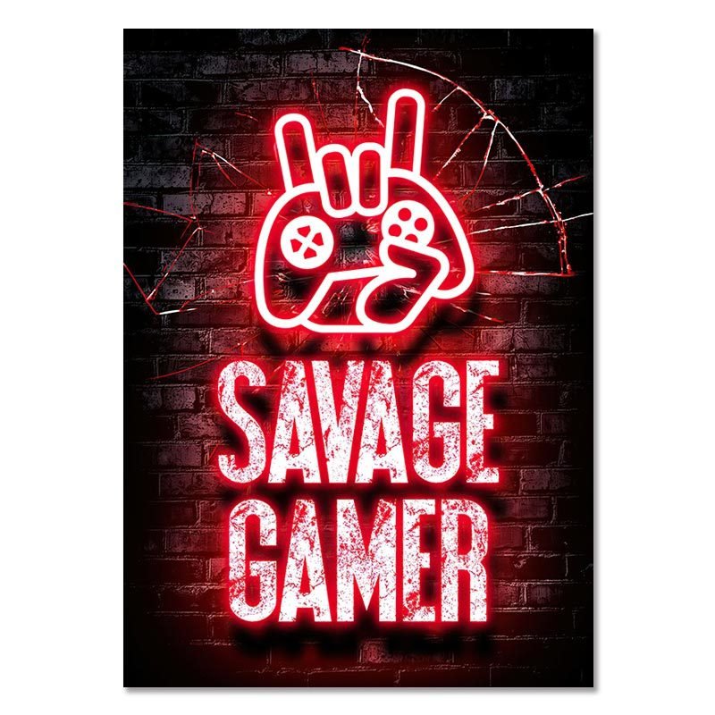 Gaming Room Decoration Poster Wall Art Video Game Canvas Painting Playroom Decor Picture for Gamer Boy Bedroom Prints Decor (9) SAVAGE GAMER - Gaming Room Poster Wall Art